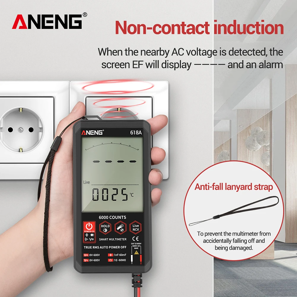 ANENG 618A Цифровой мультиметр 6000 граф DC/AC тестер напряжения измеритель тока
