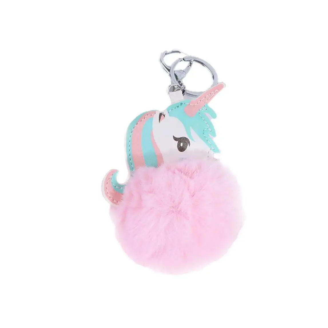 1pc Unicorn Key Chain Cute Plush Ring Pom Ball Pendants Keyring Handbags Car Pendant Charm Decoration | Дом и сад