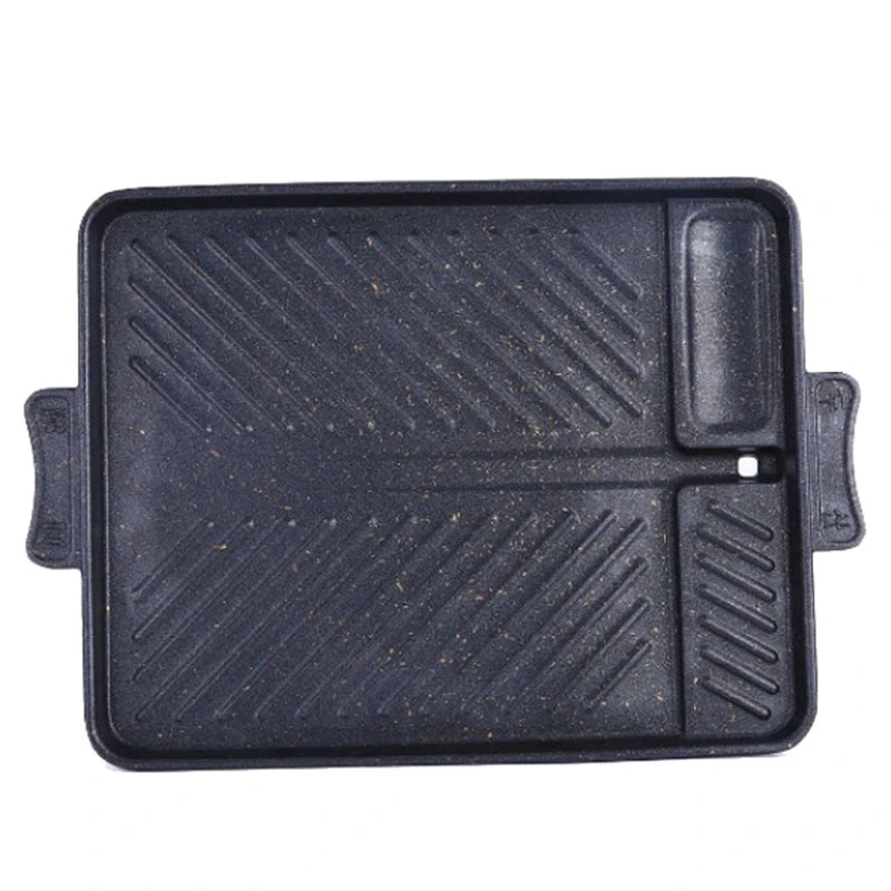 

Korean Style Rice Stone Aluminum Baking Tray Square Barbecue Grill Dish Portable Outdoor Barbecue Frying Pan