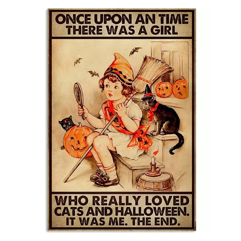 

Christmas Decorations Vintage Once Upon A Time Cats and Poster Art Print Decor for Home Metal Tin Sign Wall Decor Art 8x12inches