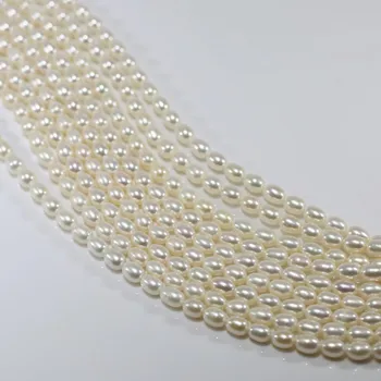 

wholesale 5strands Real 5-6mm small Peacock rice white pearl strands loose beads women lady jewelry DIY