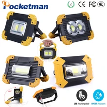 100 Вт супер яркий светодиодный портативный Точечный светильник, рабочий светильник, USB Перезаряжаемый светодиодный фонарь, 2*18650 или 3* AA батареи для кемпинга