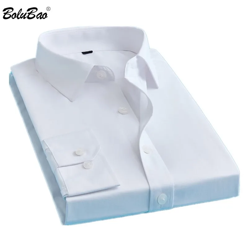 BOLUBAO Brand Men Casual Shirts Fashion Solid Color Shirt Long Sleeve Slim Fit Business Shirts Mens Clothing Male Tuxedo Shirt