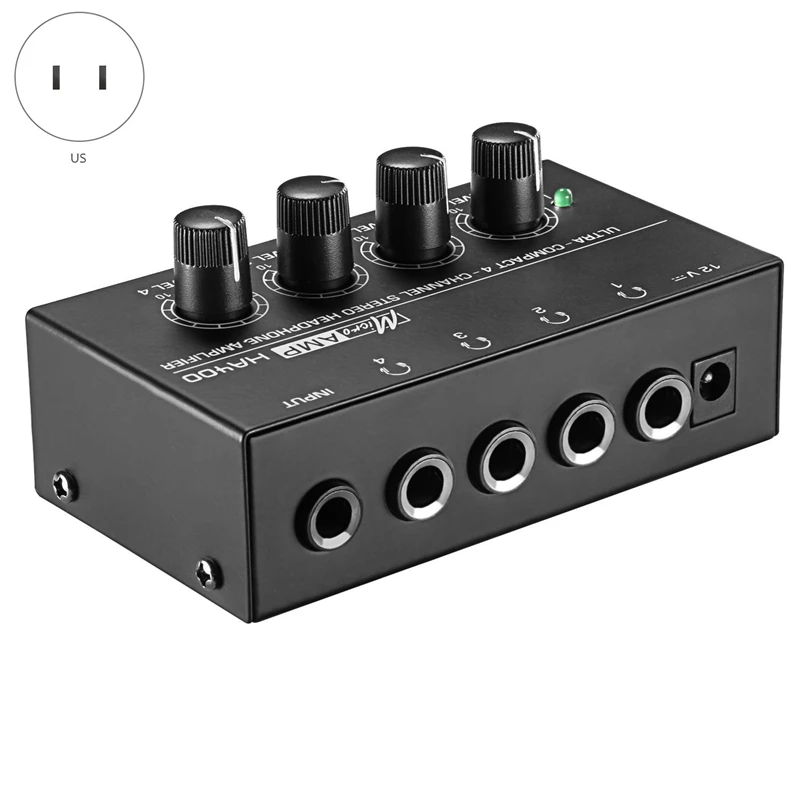 Ha400 Ultra Compact 4 Channels Mini o Stereo Headphone Amplifier with Power Adapter