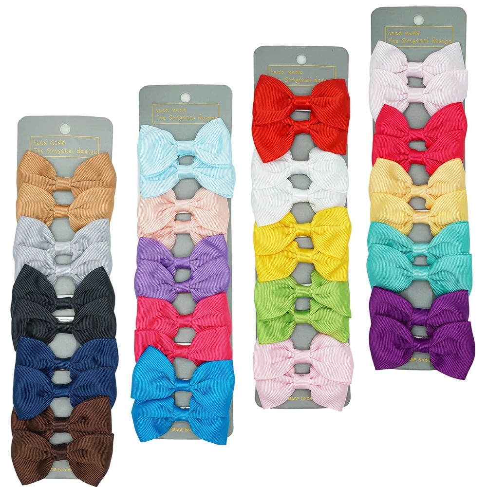 

10pcs/lot 7*3.6 CM Handmade Grosgrain Ribbon Bowknot Baby Barrettes Candy Color Bows Toddler Bangs Hairpins DIY Hair Accessories