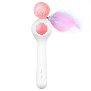 

Retractable Pet Interactive Cat Teaser Wand with Ball String Catnip Feather Toy