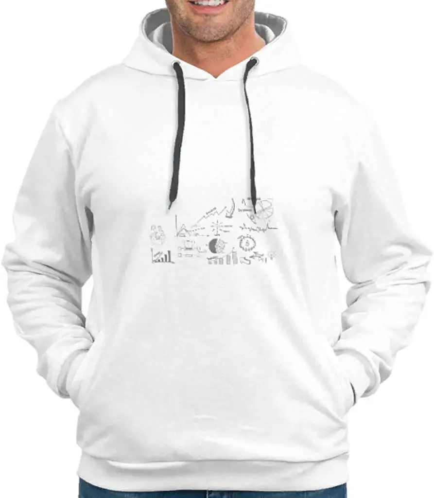 TSDFC Men's 3D Print Durable and Soft Front Pocket Hoodie Loose Essential Pullover Sweatshirt White XXL |