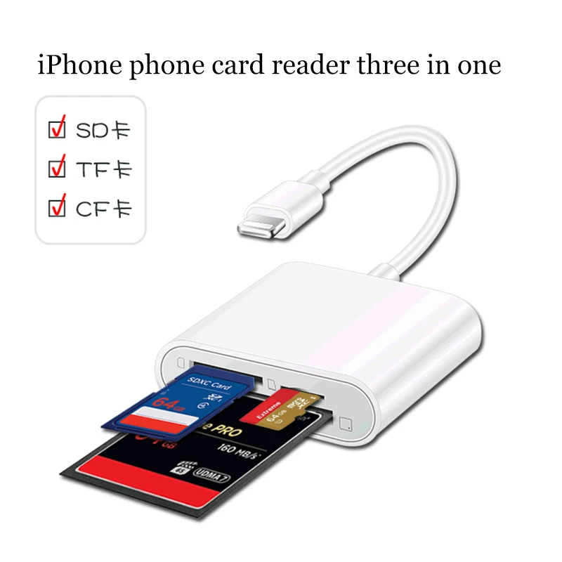 Кардридер для карт micro SD TF CF адаптер смарт камеры Lightning карта памяти iPhone iPod Apple