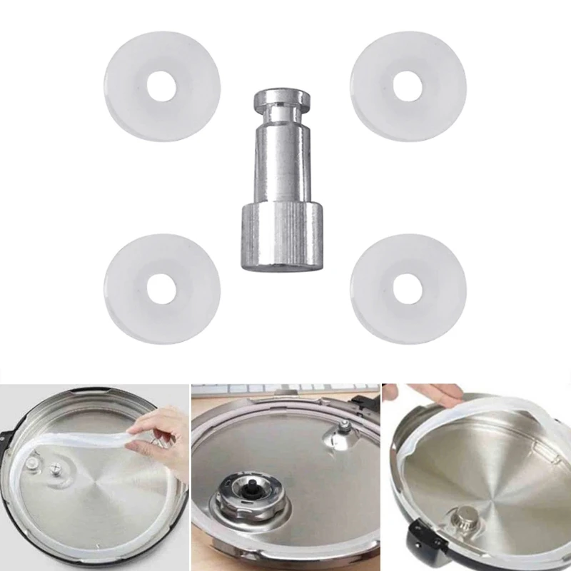 Y98B Universal Replacement Floater And Sealer For Kitchen Pressure Cooker 1 Float Valve + 4 Sealing Washers Kitchen Dining