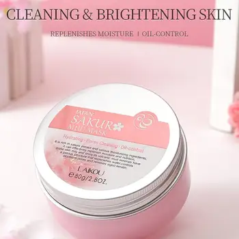 

80g Cherry Blossoms Face Mask Pink Mud Mask Deep Skin Korean Whitening Moisturizing Care Oil Control Cleansing Mask R6W9