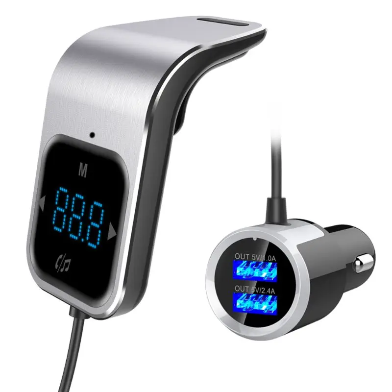 Серебристый BC39 Bluetooth FM передатчики автомобильный беспроводной радио адаптер AUX MP3 плеер Hands-free FM модулятор двойной USB зарядное устройство FM передатчики - Название цвета: Серебристый