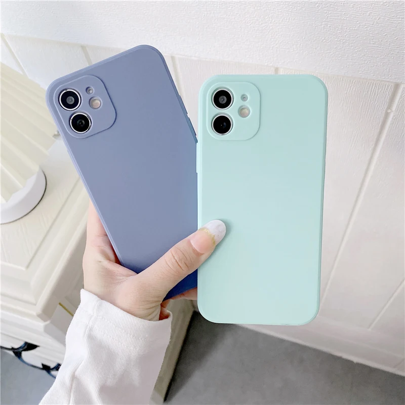 Soft Silicone Candy Colour Phone Case For iPhone 11 12 Pro Max 13Mini Camera Protection XS X XR 7 8 Plus SE2020 Matte Shockproof