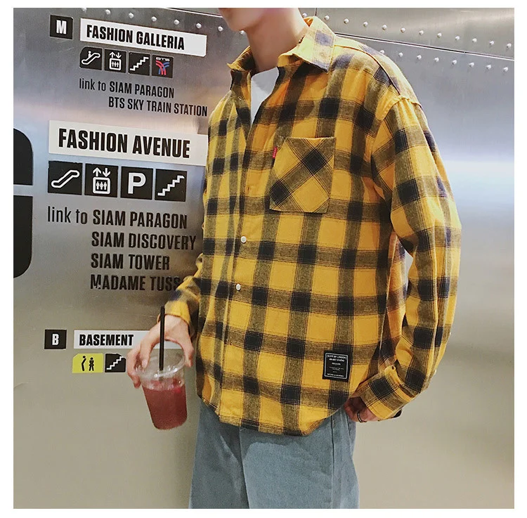 5XL негабаритных повседневные рубашки мужские осенние черные клетчатые с длинным рукавом Уличная фланелевая рубашка мужские весенние Harajuku Японский Корейский Топ