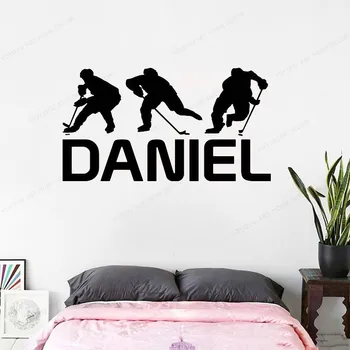 

Hockey Wall Art Custom Name Hockey removable Decal for home Wall decor Ice Hockey vinyl wall sticker HJ385