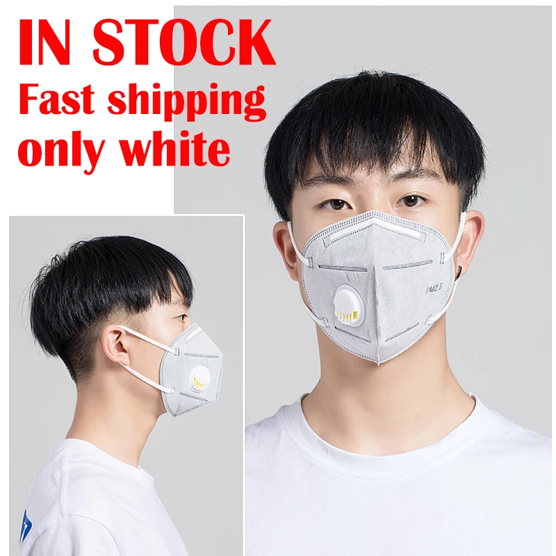 

IN STOCK 100PCS N95 Anti virus Adult Vertical Folding Nonwoven Valved Dust Mask PM 2.5 Respirator Mouth Mask With Valve Mask