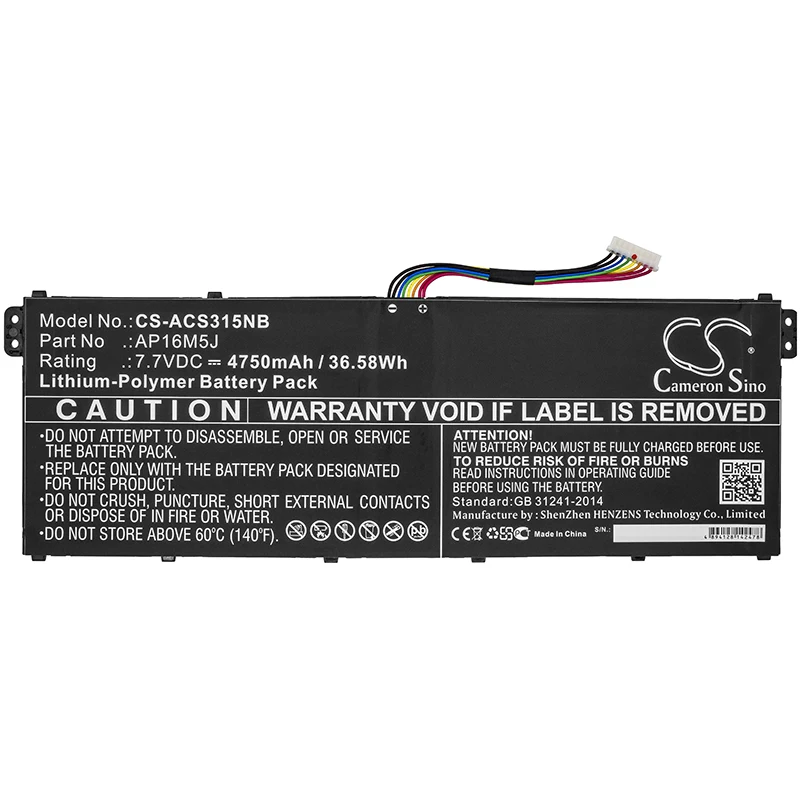 

cameron sino 4750mah battery for ACER Aspire 3 A315-21 A315-21-62YQ A315-21-63F1 3 A315-31-C514 N17Q2 3 A315-51 AP16M5J