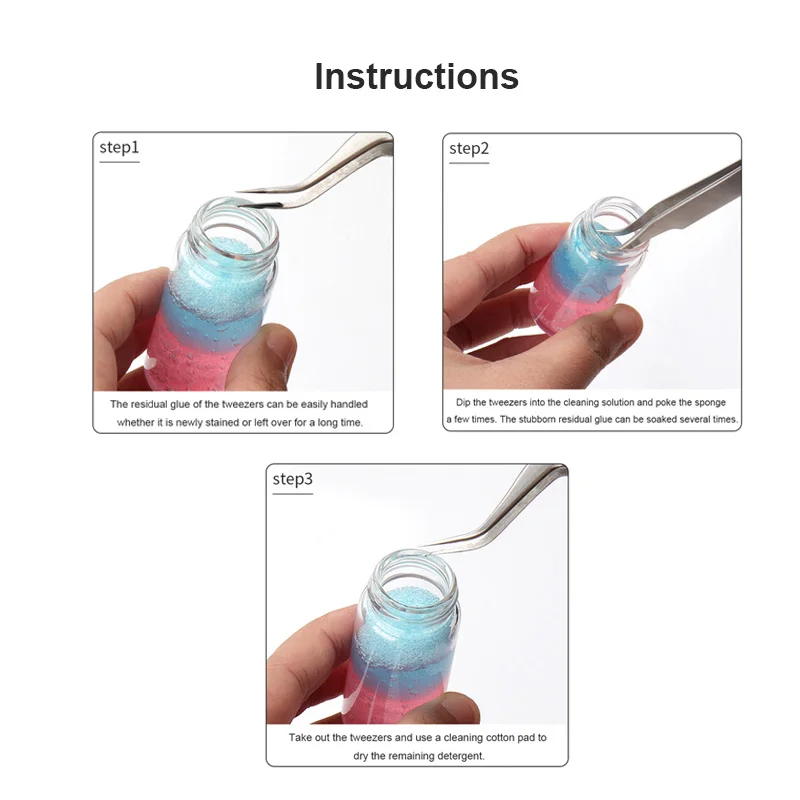 30ml Professional Eyelash Extension Tweezers Glue Remover Liquid Eyelash Tweezers Cleaning Sponge Fake Eyelashes Cleaner Makeup 5