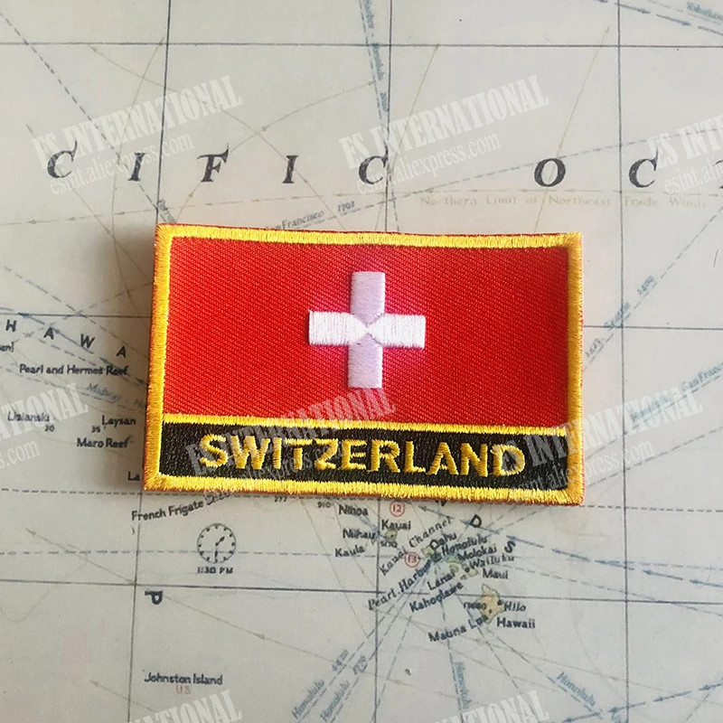 スイス国旗刺embroideryパッチバッジシールドと布アームバンド
