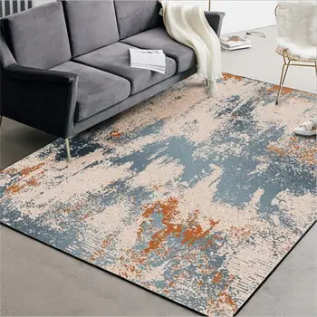 

Area Rug for Living Room Abstract Blue Orange Water Color Oil Painting Pattern Carpet Bedroom Rug Grey Modern Home Decor