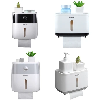 

Creative Double Hole No Trace Punch-free Waterproof Bathroom Kitchen Paper Towel Box Dropshipping 55