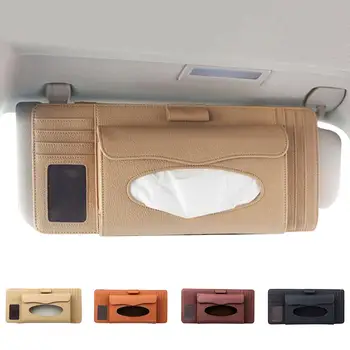 

Universal Car Sun Visor Faux Leather Tissue Box Pen CD Card Holder Organizer