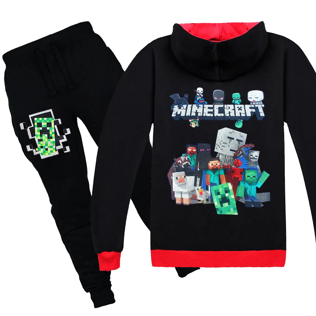 

Sets Popular Cartoon Minecraft T Shirts black Long Sleeve Costume Children's Clothing Toddler Boys Girl Tops Christmas Shirt