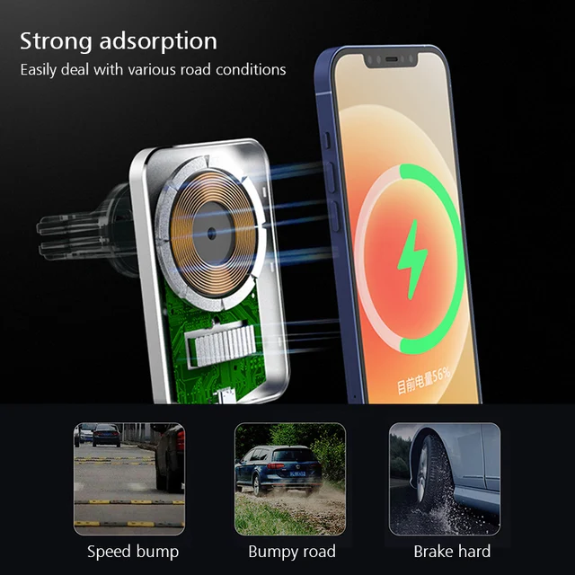15W Magnetic Wireless Car Charger Mount Adsorbable Phone For iPhone 13 12 Pro Max Mini adsorption Fast Wireless Charging Holder 2
