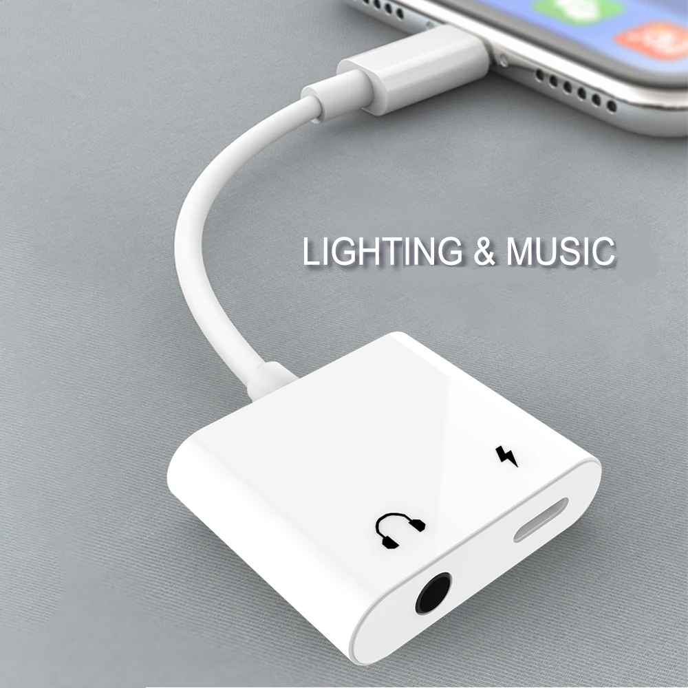 

Audio Charge Adapter 2 in 1 For Lightning to 3.5mm Headphone Aux Jack Converter For iPhone X/Xs/8/8P/7/7P