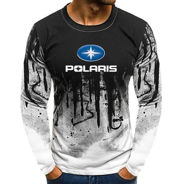 Осенняя мужская футболка из лайкры и хлопка, футболки с принтом Polaris snowmobile, мужские камуфляжные повседневные футболки с длинным рукавом - Цвет: as picture