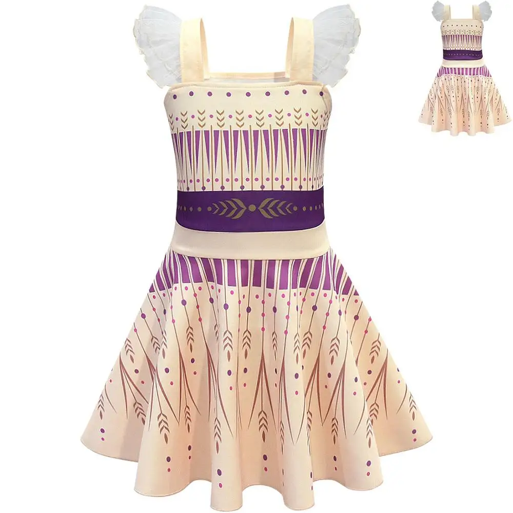 Dress Платье принцессы Эльзы и Анны для костюмированной вечеринки «Снежная история 2» Праздничные вечерние летние платья для девочек для отдыха модные платья Снежной Королевы для маленьких девочек - Цвет: Dress