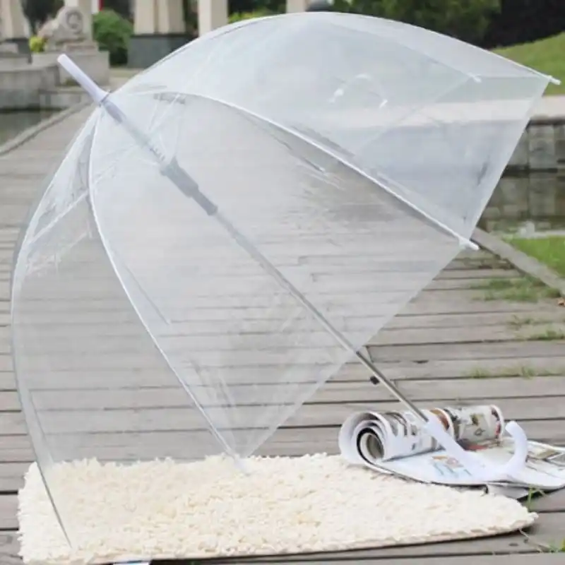 Mode Transparent Clair Bulle D/ôme En Forme De Parapluie En Plein Air Coupe-Vent Parapluies Princesse De Mariage D/écoration
