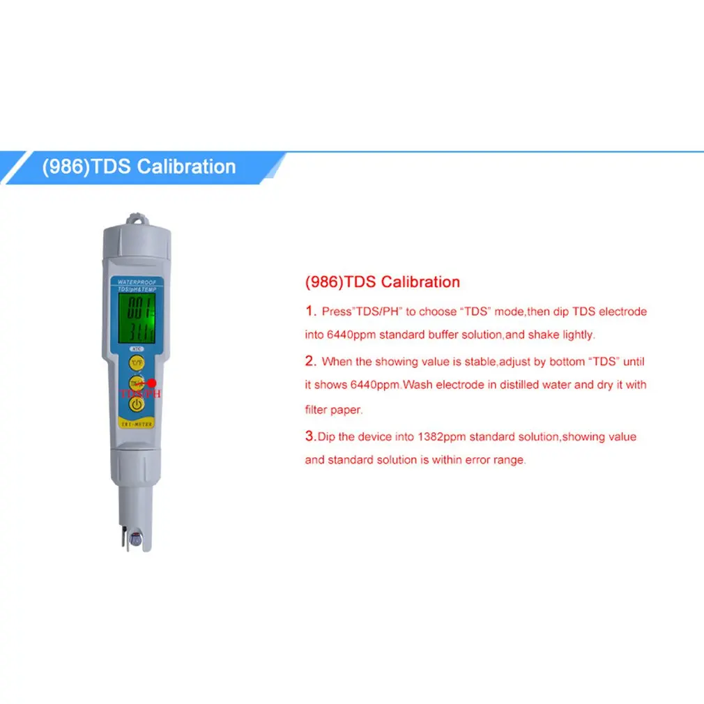 Portable 3 in 1 Digital PH/TDS/TEMP Meter Water Quality Purity Tester Pen Filter Measuring with Backlight