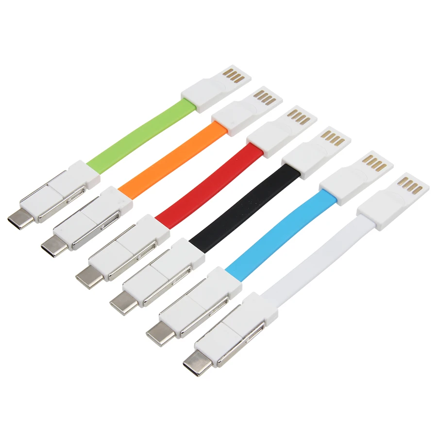 미니 키 체인 마이크로 USB 유형 C 케이블 조명 충전기 케이블 아이폰에 대 한 삼성 휴대용 USB Type-C USB-C 케이블 액세서리 500pcs