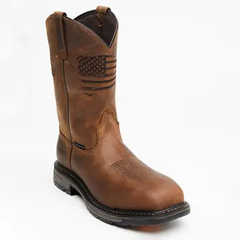 Leather Round Toe Cowboy Boots  1