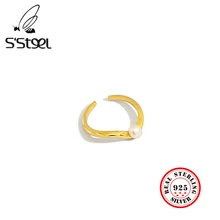 

S'STEEL Korean Earrings 925 Sterling Silver Clip Earring For Women Freshwater Pearl Gold Earings Aretes De Plata De Ley Jewelry