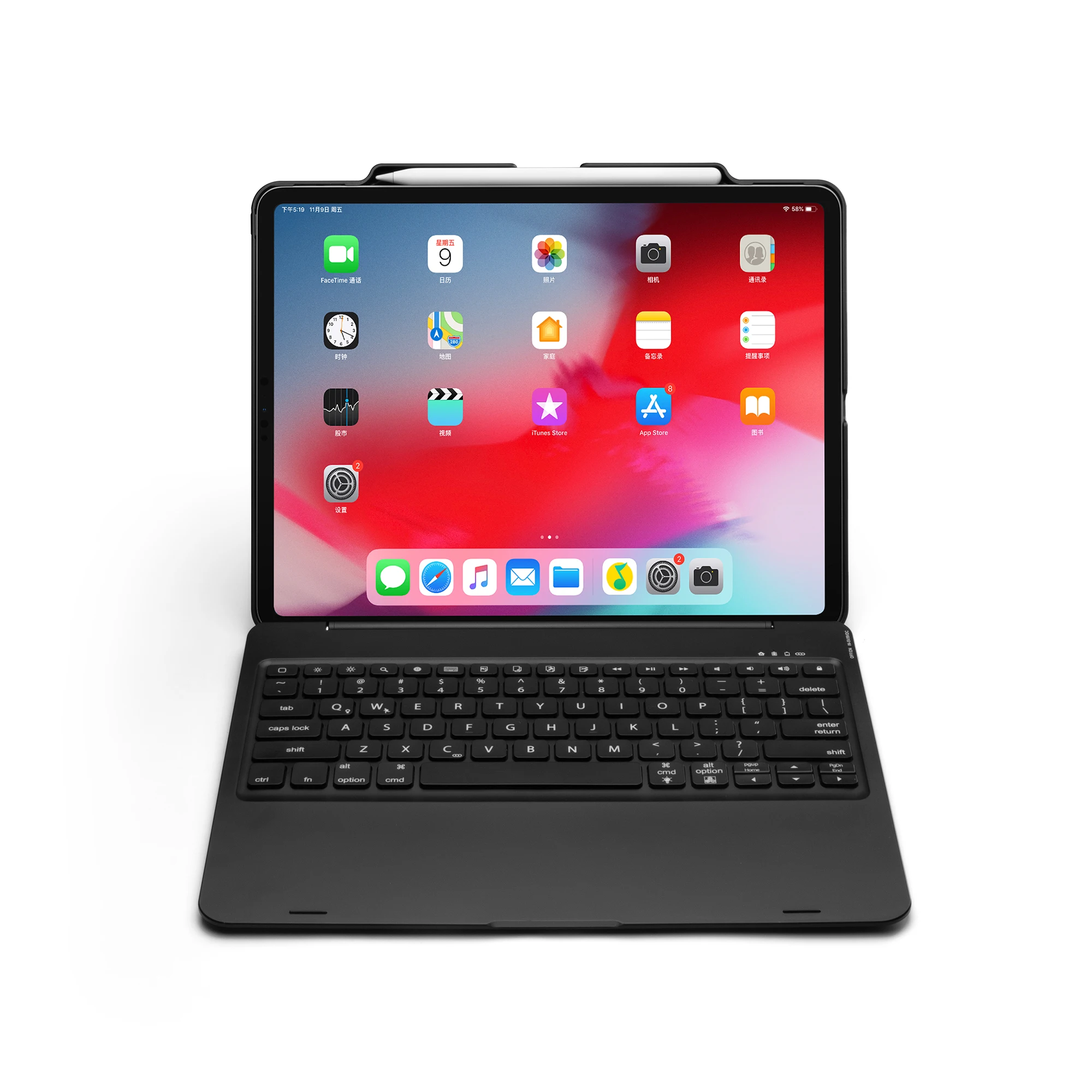 Беспроводной Bluetooth клавиатура чехол для iPad Pro 12,9 дюйма планшет с красочными светодиодный Подсветка