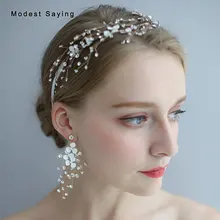 Хрустальная ветка свадебное украшение на голову бисером свадебный головной убор с лентами Свадебный венок украшения Свадебные аксессуары головной убор