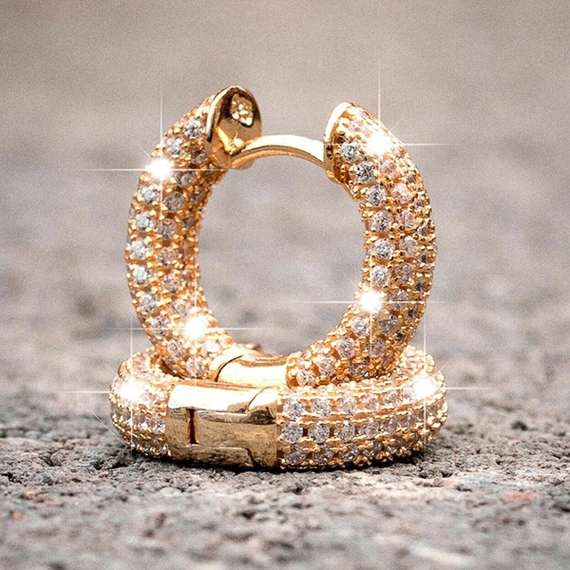 Simulated Diamond Circle Hoop Earrings - Zircon Inlaid, Cocktail Party Jewelry For Women