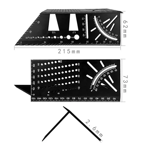 Aluminum Scriber Dovetail Marking Template Vertical Angle Calibration Practical Guide Dovetail Marker Woodworking Tool - Цвет: Черный