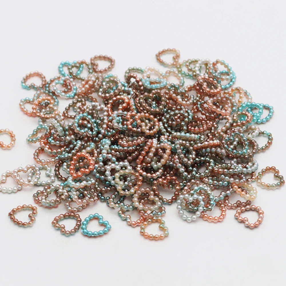 100pcs 11mm Heart Shaped AB Color Imitation Pearls Loose Beads DIY Jewelry Crafts Phone Scrapbook Sewing Grament Decor 005008108
