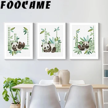 

Chinese Painting Animal Panda Posters and Prints Canvas Wall Art Nursery Decorative Picture Living Room Nordic Kids Decoration