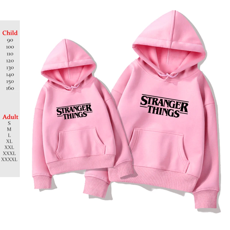 Family Matching Hoodies Clothes Stranger Things Print Hoodie Women Son Daughter Mum Dad Pullover Sweatshirt Kids Hoody Tops - Цвет: 9 Kids