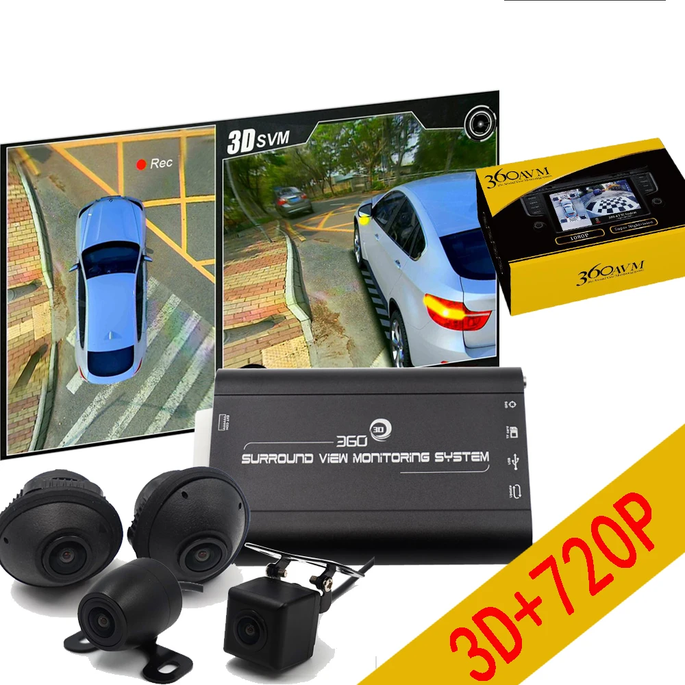 

New 360 2D Car Birdview System 360 Seamless Surround View DVR With Front Rear Camera Two Adjustable Angle Lens Car Side Camera
