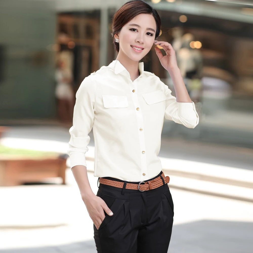 Blusas de manga larga para mujer, camisa blanca de alta calidad para  oficina, fiesta, Formal - AliExpress Ropa de mujer