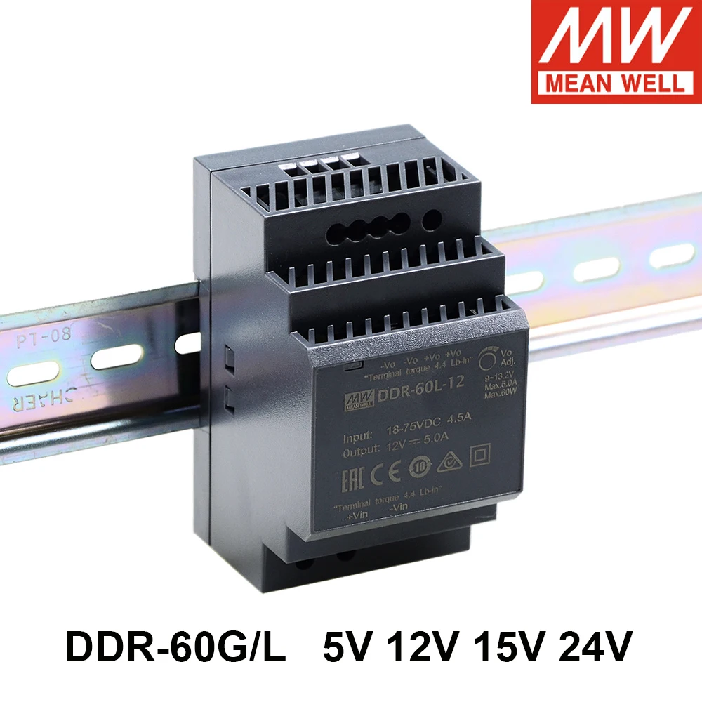 

Умный источник питания Mean Well DDR-60G/L 60 Вт, 9-36 в, 18-75 В постоянного тока в 5 В, 12 В, 15 В, 24 В, Din