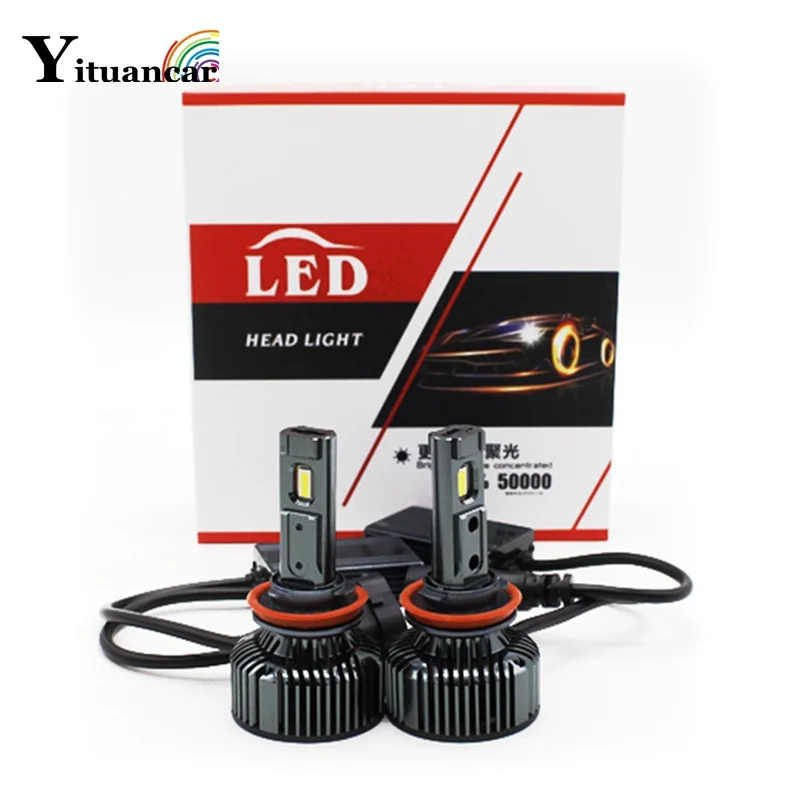 

Yituancar 2X LED Car Headlight Bulb Styling Source IP68 45W 6500K H1 H3 H7 H11 Single Beam H4 Hi/Lo Beam Front Fog Lamp with Fan