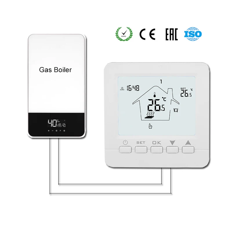 

Gas Boiler Thermostat Floor Heating Temperature Controller Digital Weekly Programmable Thermoregulator with AA Battery