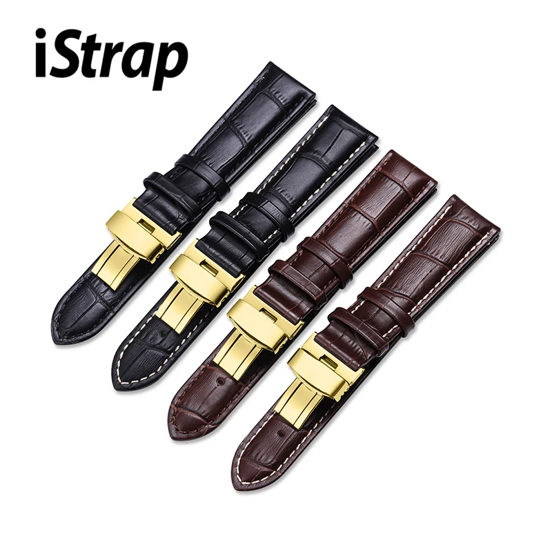 

iStrap for Apple Watchbands Leather Strap Gold D Buckle for iWatch Accssories for Series 1/2/3/4 38mm 40mm 42mm 44mm