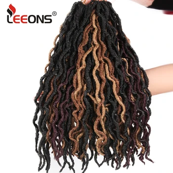 

Leeons Goddess Faux Locs Curly Crochet Braids Ombre Colored Braiding Hair Soft Short Crochet Hair Nu Locs Short Crochet Hair