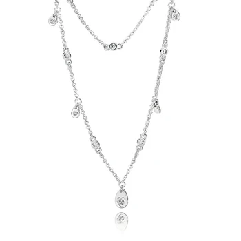 

LISM 100% 925 Sterling Silver 1: 1 Chandelier Water Drop Adjustable Double Clavicle Long Chain Ladies Jewellery Free Shipping